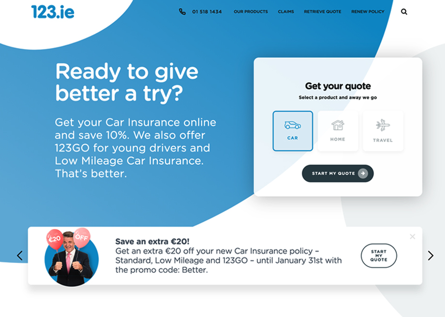 123.ie insurance agency website design example