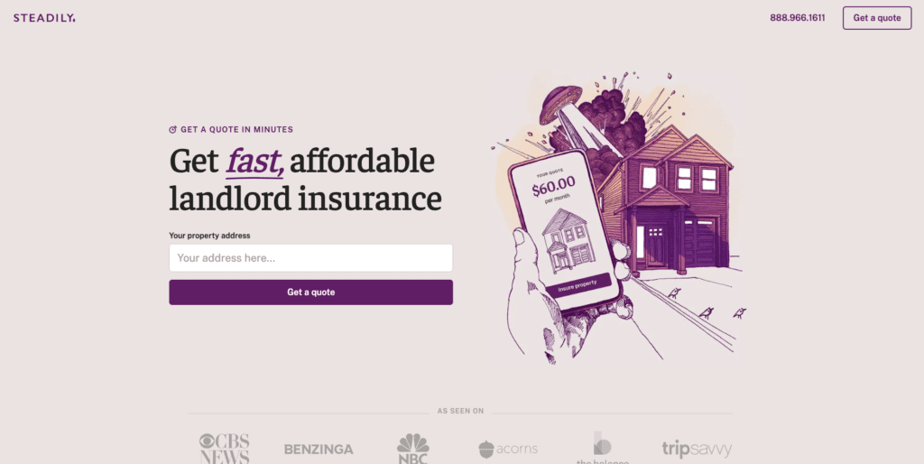 Steadily insurance agency website design example